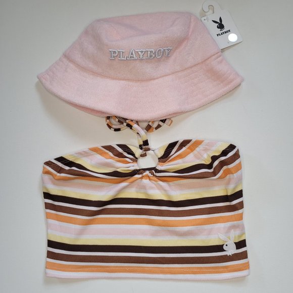 NWT! PLAYBOY Multicolored Striped Tank Tube Top Size Large - Picture 4 of 4